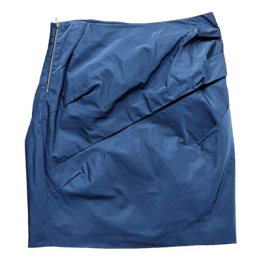 Lida Baday NWT Silk Blend Pleated Pencil Midi Skirt Lined Navy Blue Womens Sz 10